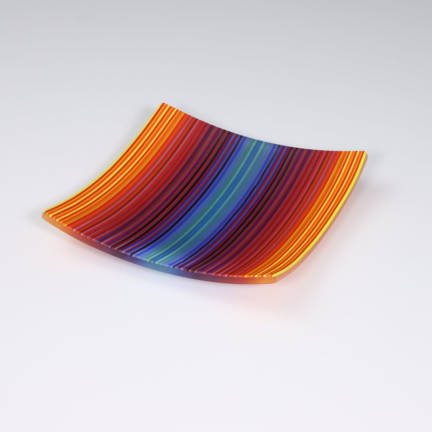 S3795 | Square Shaped ColourWave Glass Plate | Yellow, Purple and Blue
