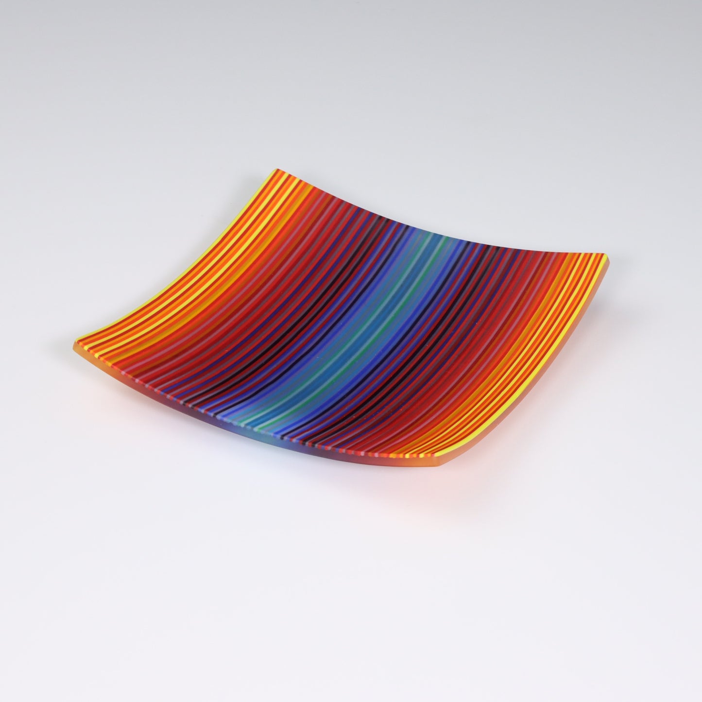 S3795 | Square Shaped ColourWave Glass Plate | Yellow, Purple and Blue
