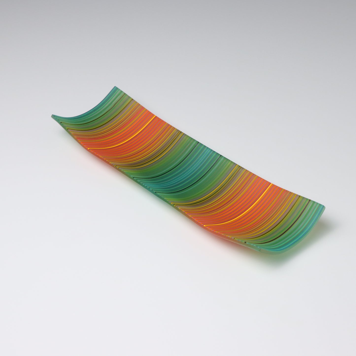 S2135 | Rectangular Shaped ColourWave Glass Plate | Teal Green and Orange