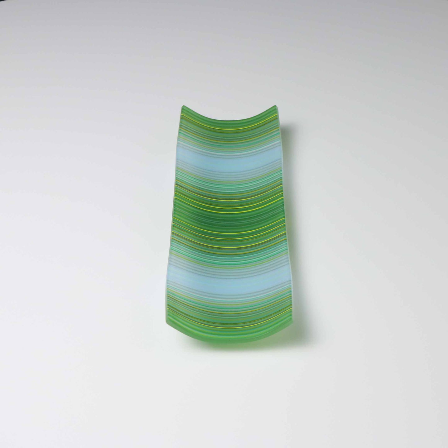 S2179 | Rectangular Shaped ColourWave Glass Plate | Green and Pale Blue