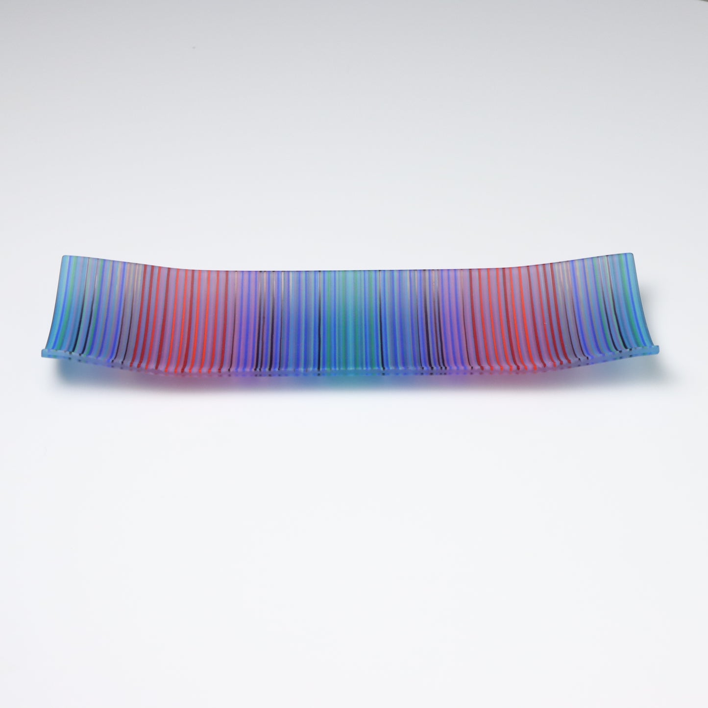 S282 | Rectangular Shaped ColourWave Glass Plate | Teal, Blue, Purple and Pink