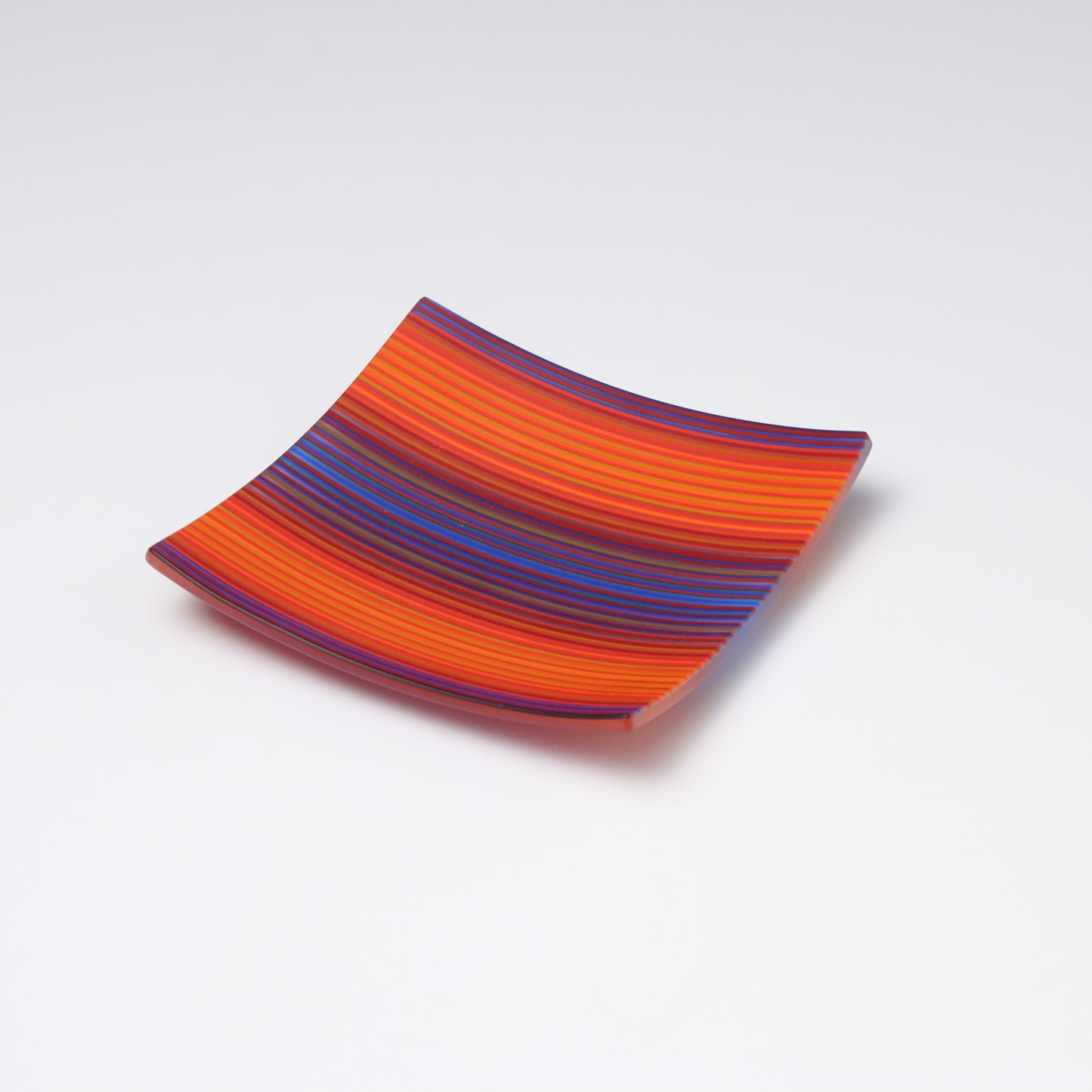 S3296 | Square Shaped ColourWave Glass Plate | Purple and Orange
