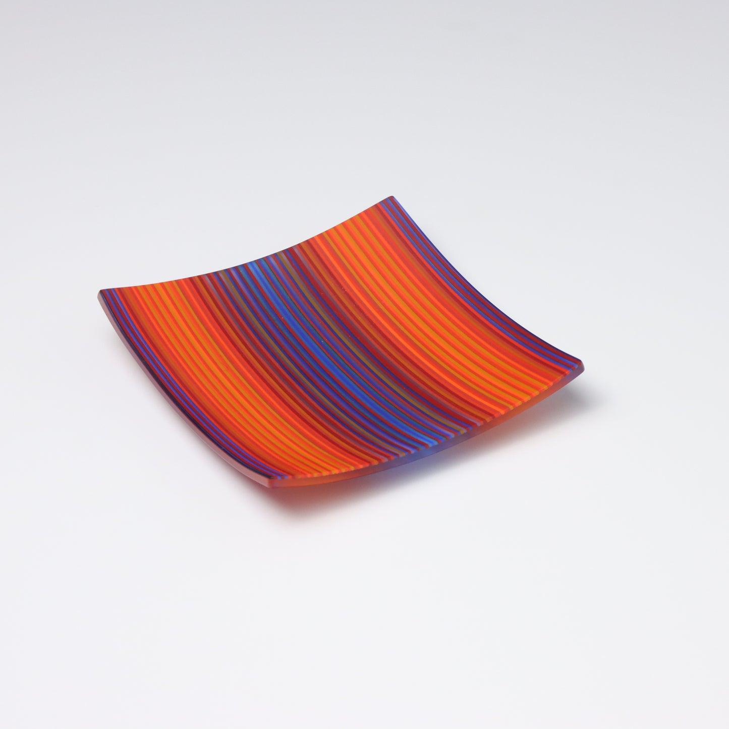 S3296 | Square Shaped ColourWave Glass Plate | Purple and Orange