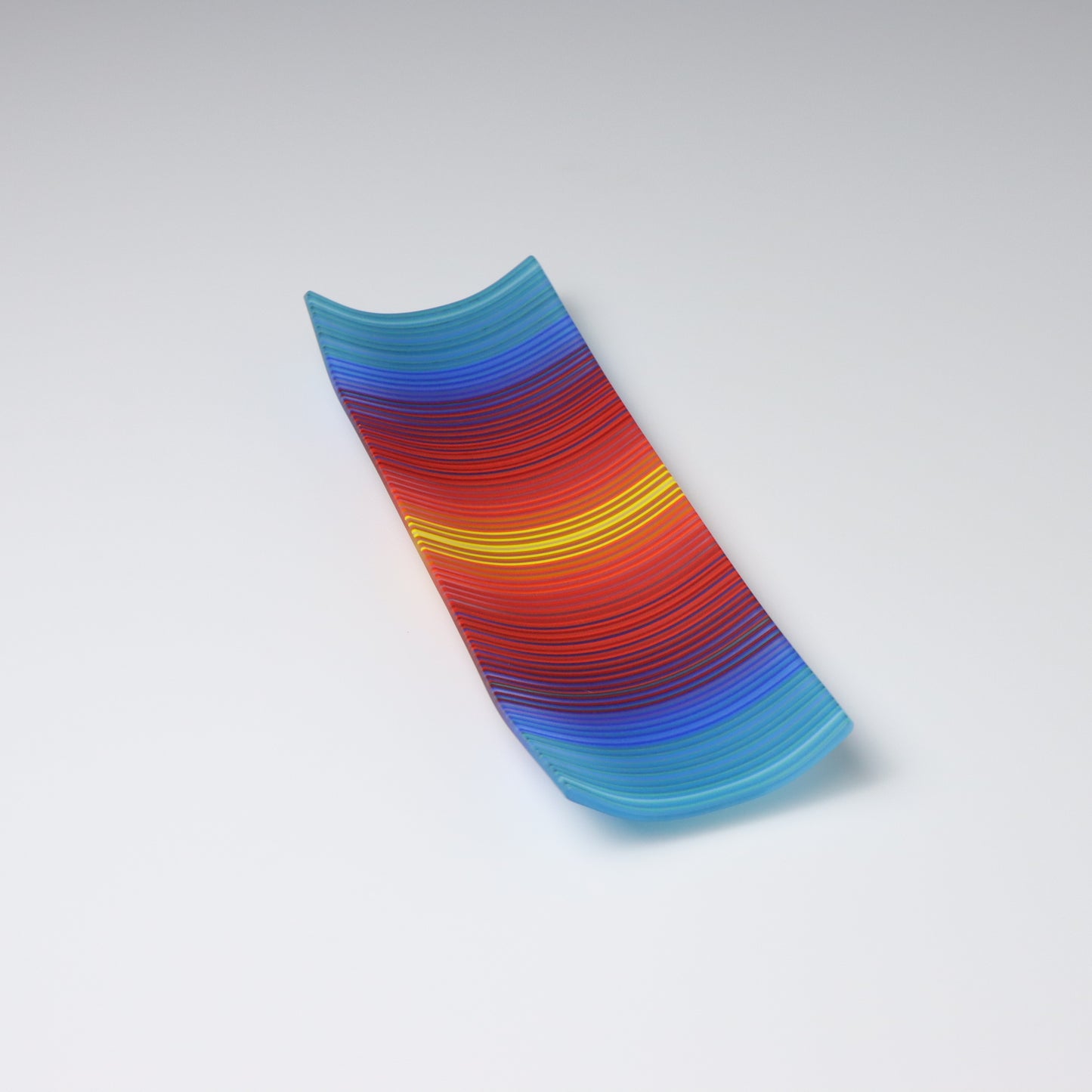S3361 | Rectangular Shaped ColourWave Glass Plate | Turquoise Blue, Purple, Red and Yellow