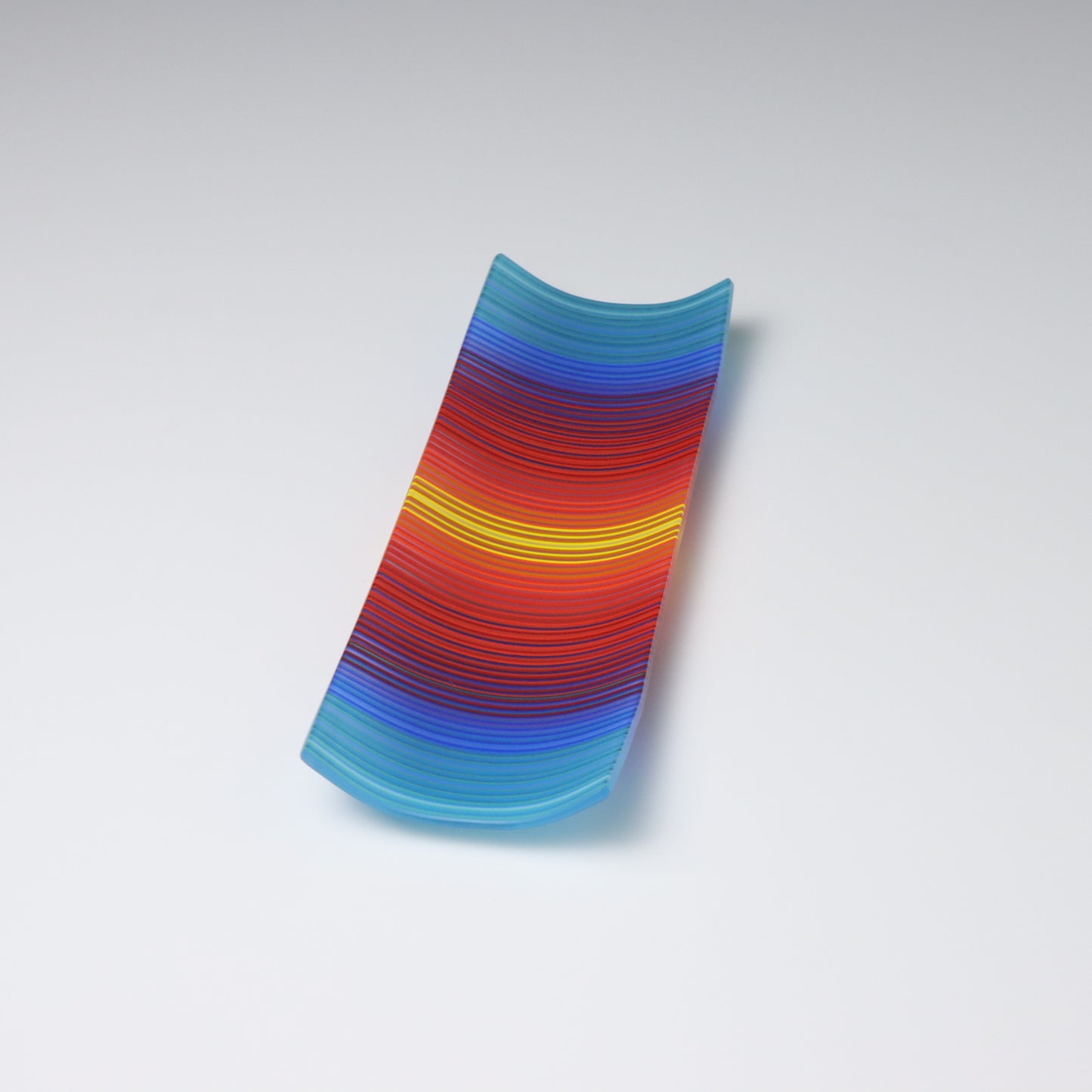 S3361 | Rectangular Shaped ColourWave Glass Plate | Turquoise Blue, Purple, Red and Yellow