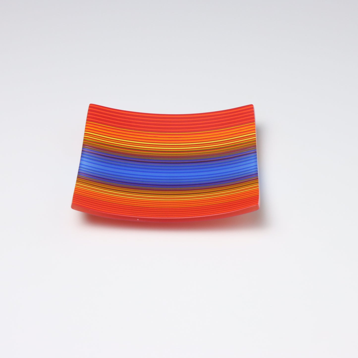 S3530 | Square Shaped ColourWave Glass Plate | Red, Orange and Bright Blue