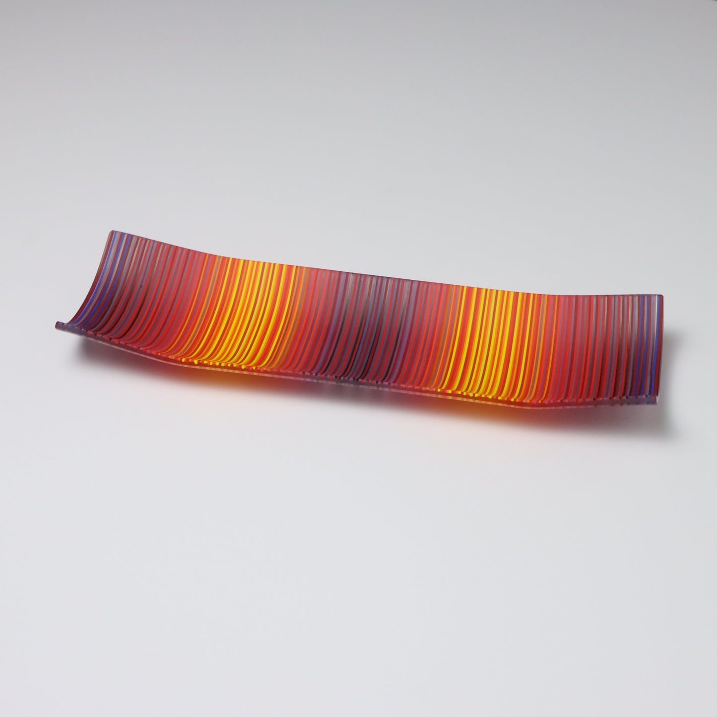 S2388 | Rectangular Shaped ColourWave Glass Plate | Purple, Orange and Yellow