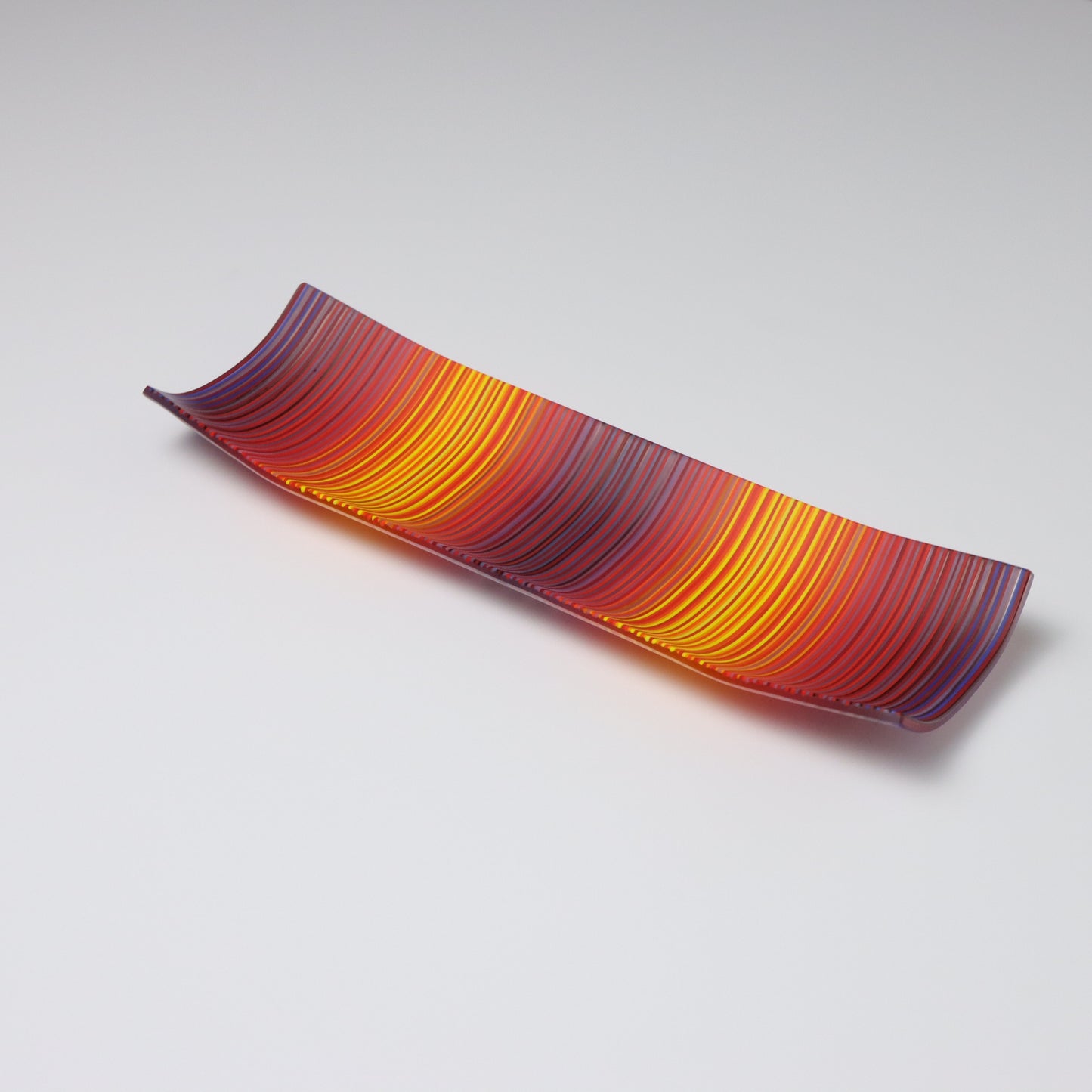 S2388 | Rectangular Shaped ColourWave Glass Plate | Purple, Orange and Yellow