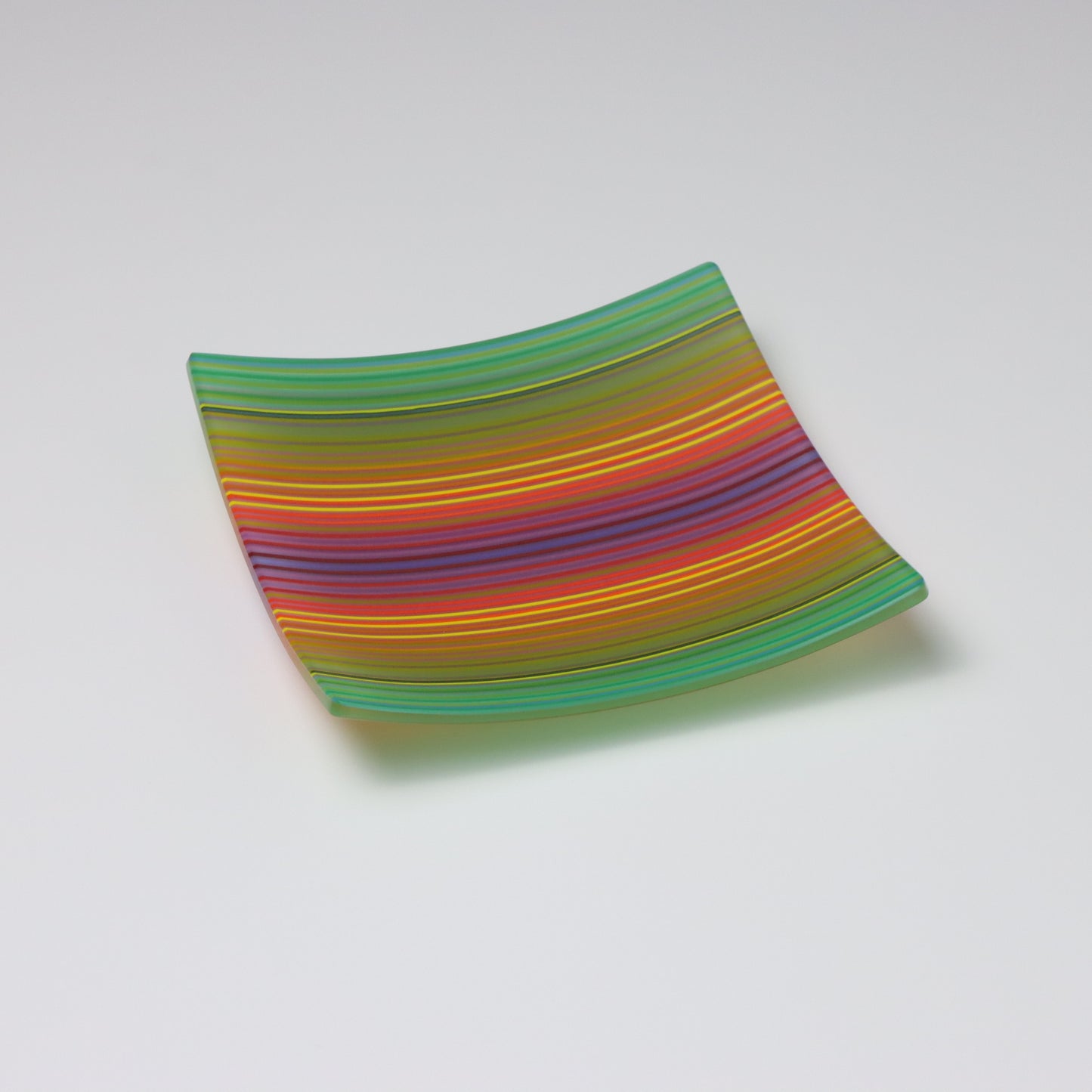 S3321 | Square Shaped ColourWave Glass Plate | Green, Orange, Pink and Purple