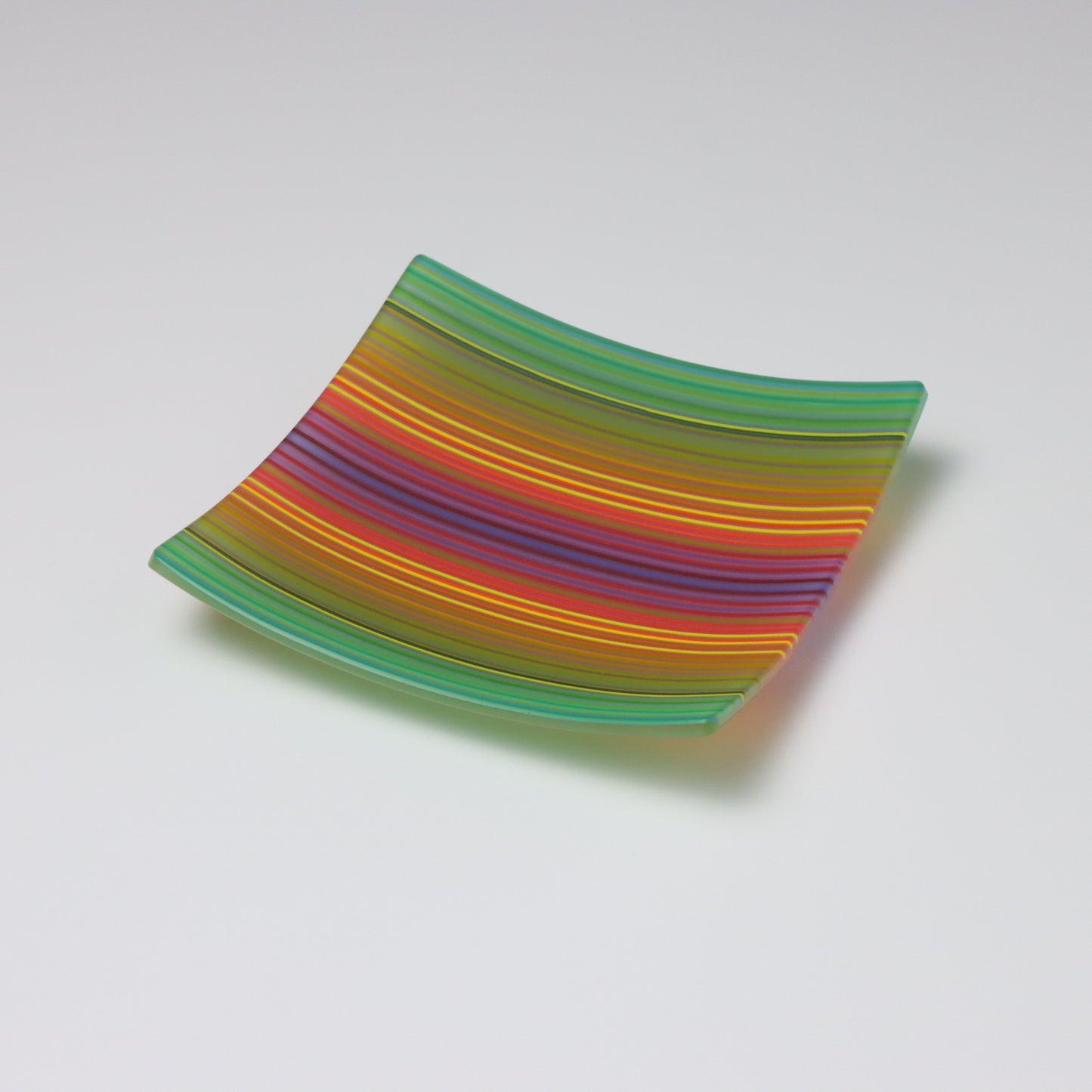 S3321 | Square Shaped ColourWave Glass Plate | Green, Orange, Pink and Purple