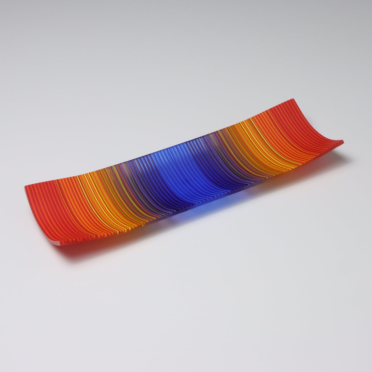S3439 | Rectangular Shaped ColourWave Glass Plate | Red, Yellow and Blue.