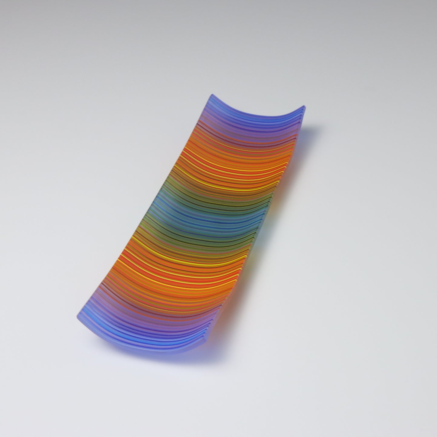 S3489 | Rectangular Shaped ColourWave Glass Plate | Blue, Orange and Teal