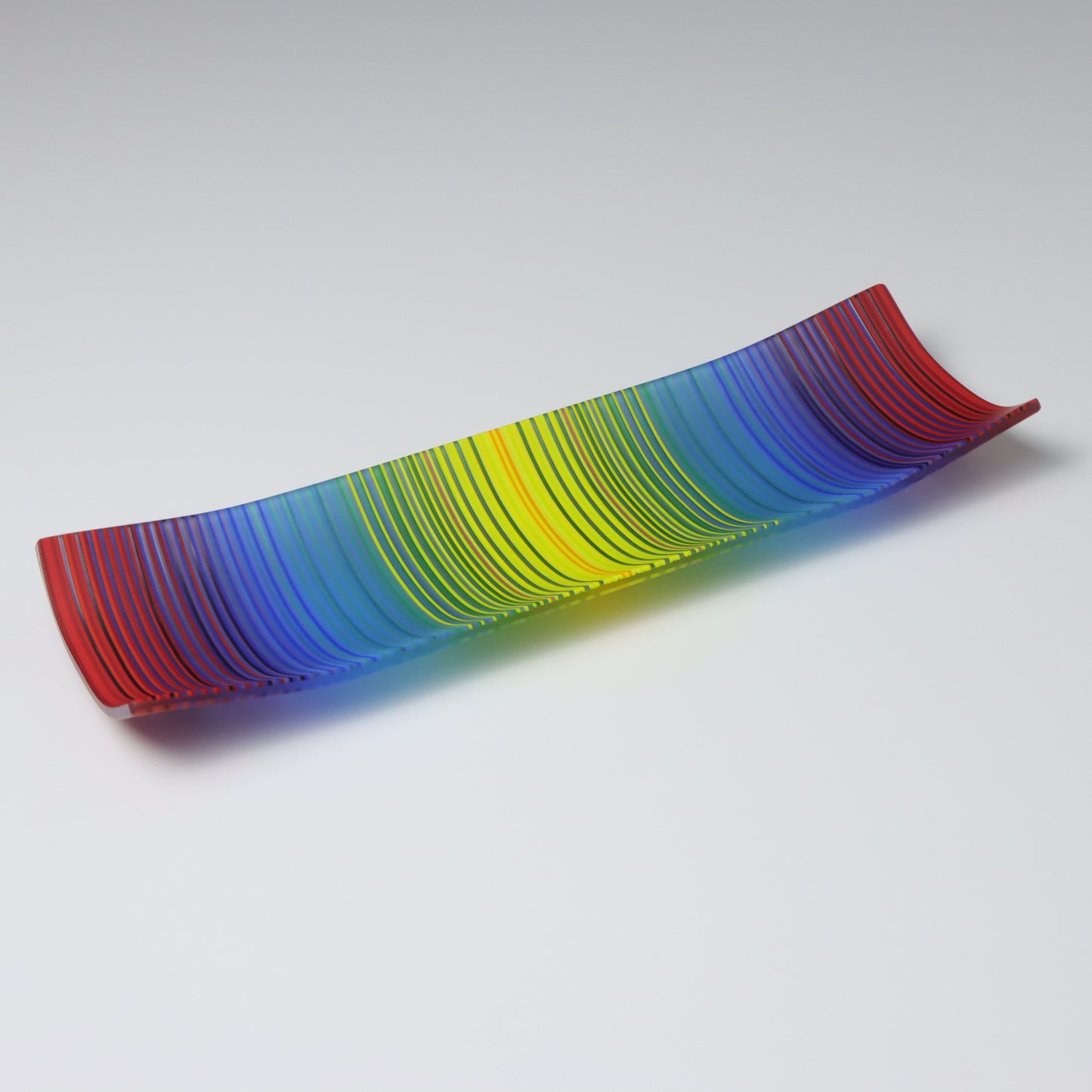 S3729 | Rectangular Shaped ColourWave Glass Plate | Red, Purple, Blue, Green and Yellow