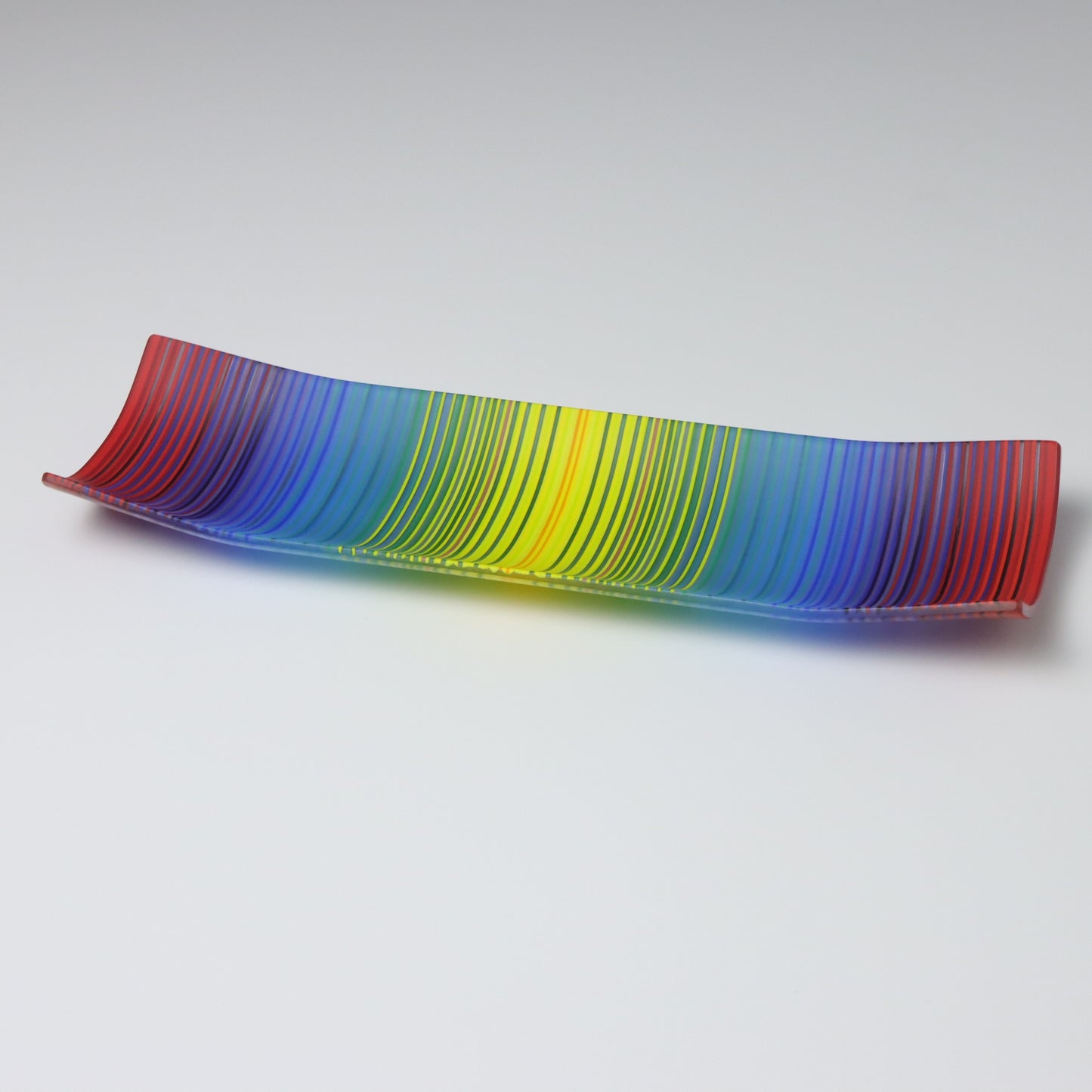 S3729 | Rectangular Shaped ColourWave Glass Plate | Red, Purple, Blue, Green and Yellow